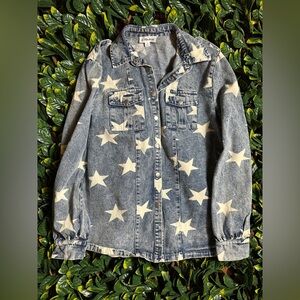 Macaron 100% Cotton Oversized Button Up Denim Jacket Sz Small